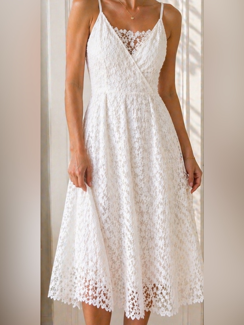 Ivory Lace Midi Dress Romantic Cottagecore Anthropologie Reformation Style
